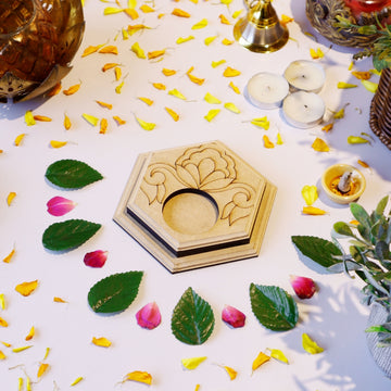 Hand Carved Edge Pre Mark Tea Light Hexagonal